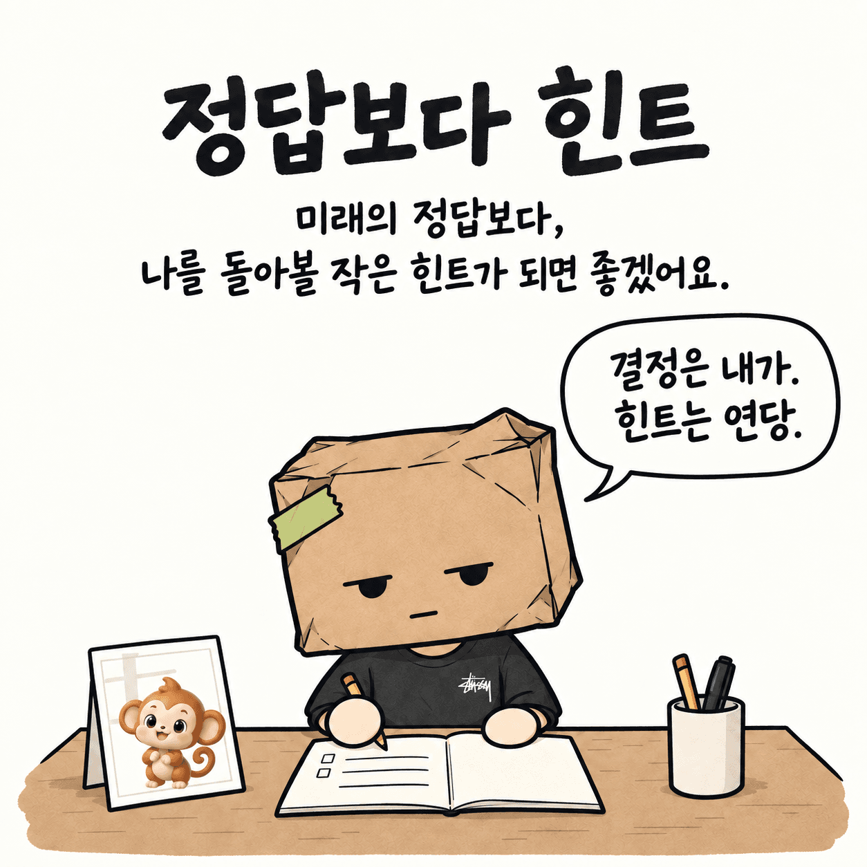 정답보다 힌트. 미래의 정답보다, 나를 돌아볼 작은 힌트가 되면 좋겠어요. “결정은 내가. 힌트는 연당.”